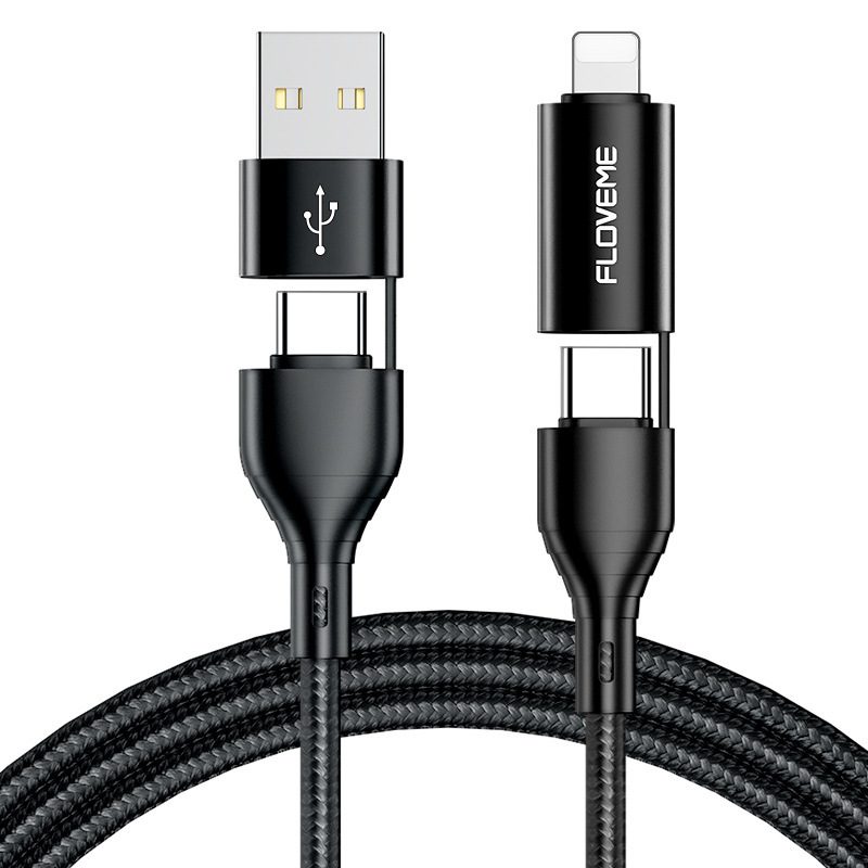 New 4-in-1 Mobile Phone Data Cable With 3A Fast Charging Braided Data Cable