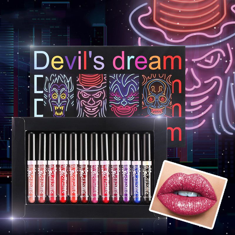 12-Piece Halloween Glitter Lip Gloss Set – Long-Lasting Moisturizing Formula