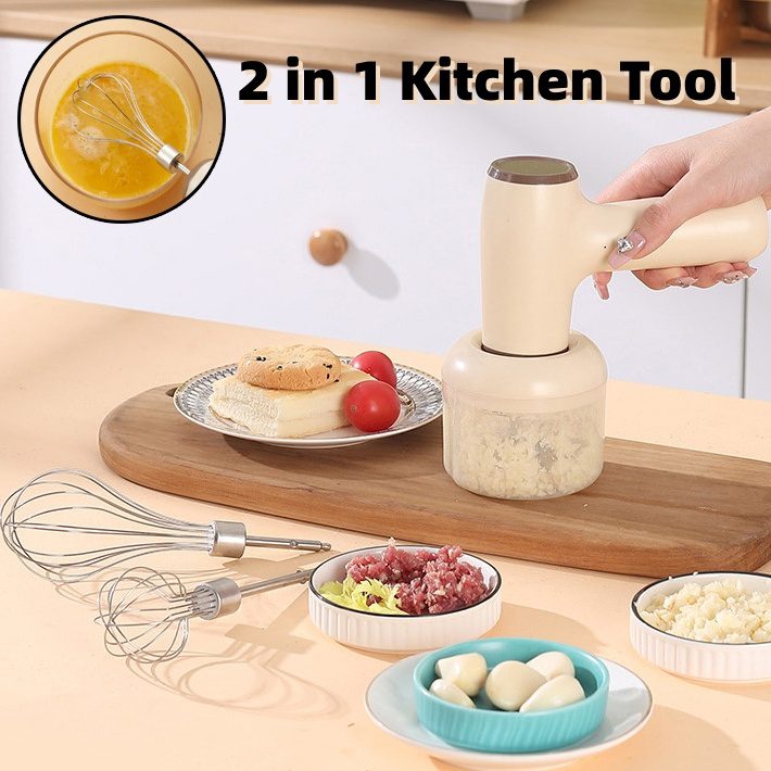 USB Rechargeable 2-in-1 Electric Garlic Chopper – Multipurpose Kitchen Gadget