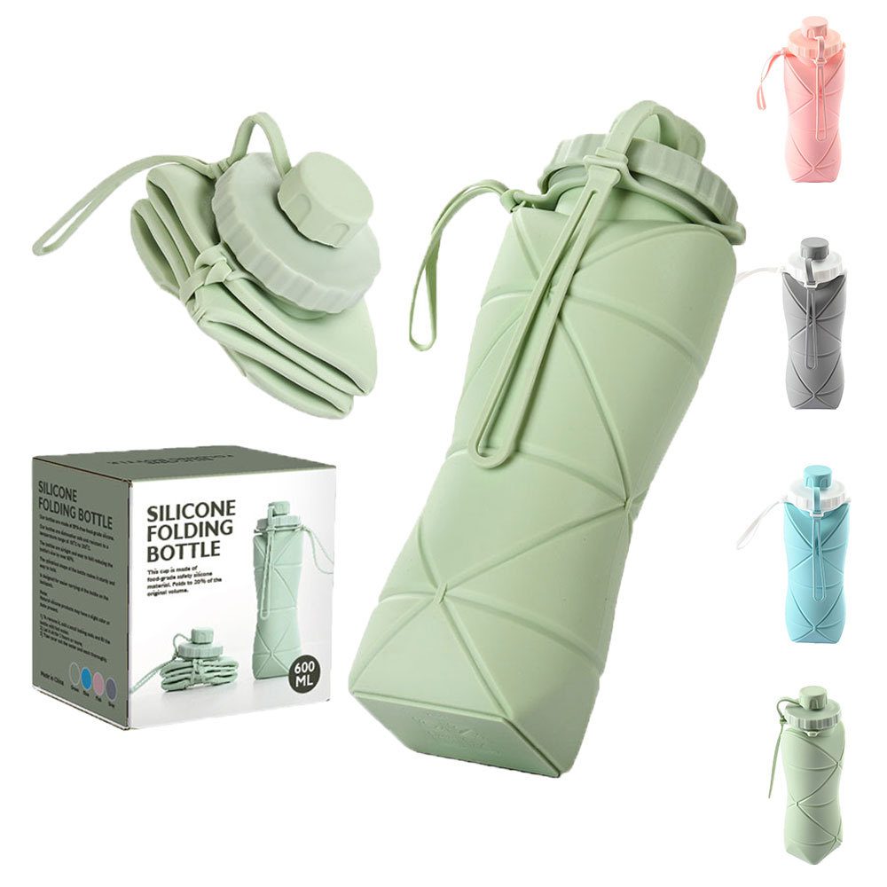 Portable 600ml Folding Silicone Water Bottle for Outdoor Activities