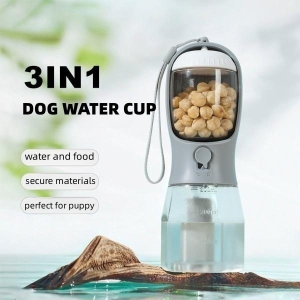 Portable 3-in-1 Dog Water Cup – Drinking, Food, and Garbage Bag