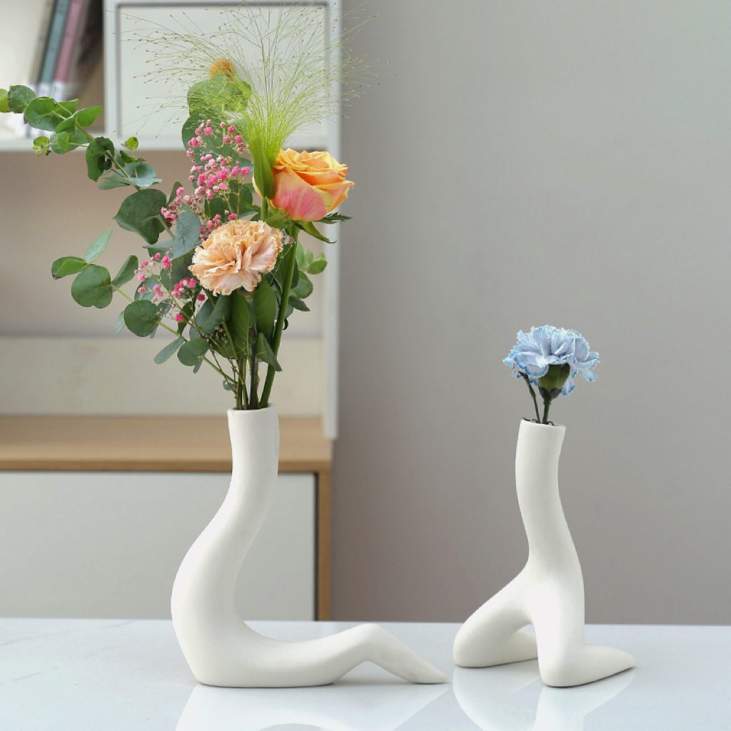 Ceramic Vase Minimalist Human Flower Arrangement