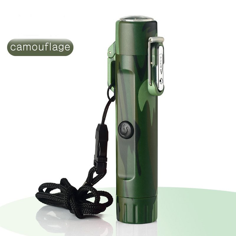 Outdoor Travel Compass Rechargeable Lighter Tube Waterproof Lighter USB Pulse Lighter